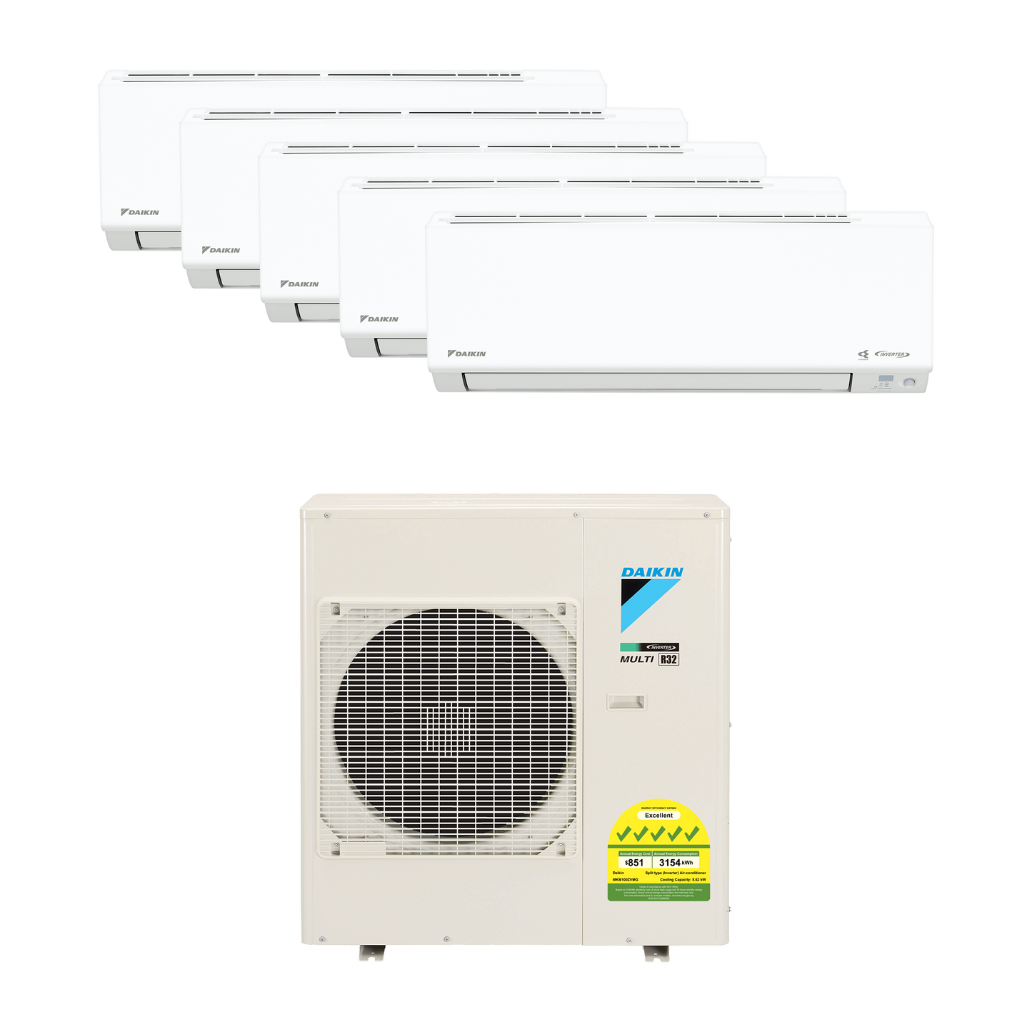DAIKIN SYSTEM 5 ISMILE ECO+ STREAMER SERIES R32 (INSTALLATION INCLUDED FREE UPGRADED MATERIALS)