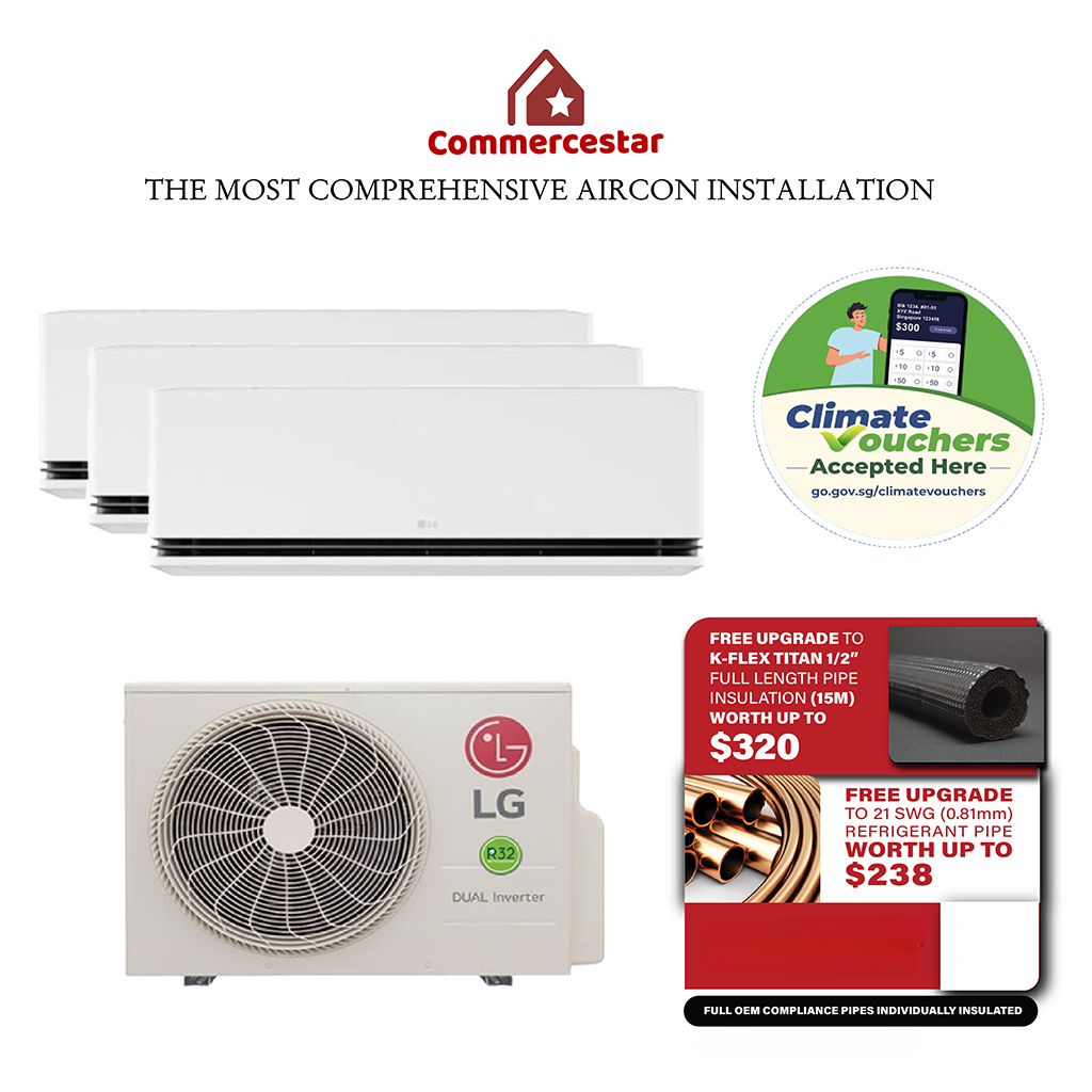 LG DUALCOOL AI AIR R32 SYSTEM 3 (INSTALLATION INCLUDED FREE UPGRADED MATERIALS) - Commercestar Engineering