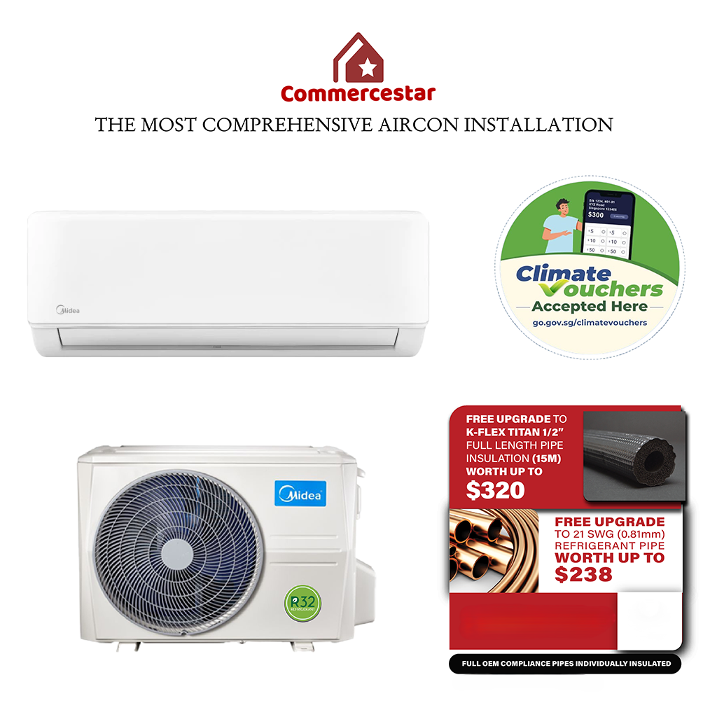 MIDEA INVERTER MP SERIES R32 SYSTEM 1 (INSTALLATION INCLUDED FREE UPGRADED MATERIALS) - Commercestar Engineering