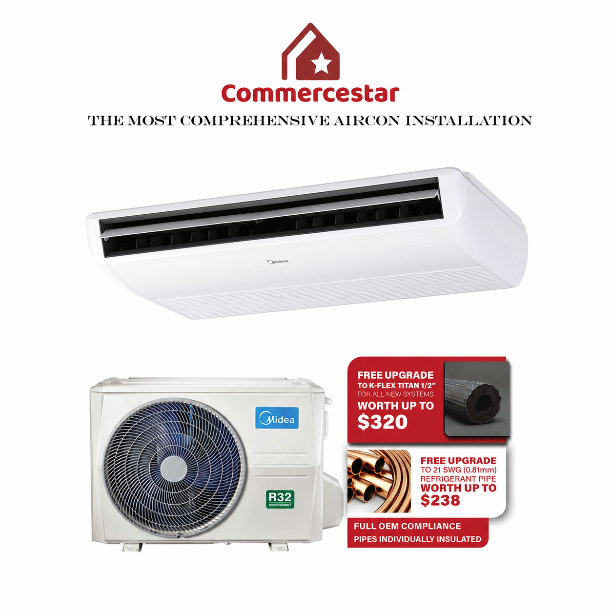 MIDEA ATOM B VRF CEILING SUSPENDED R410A AIRCON INSTALLATION - Commercestar Engineering