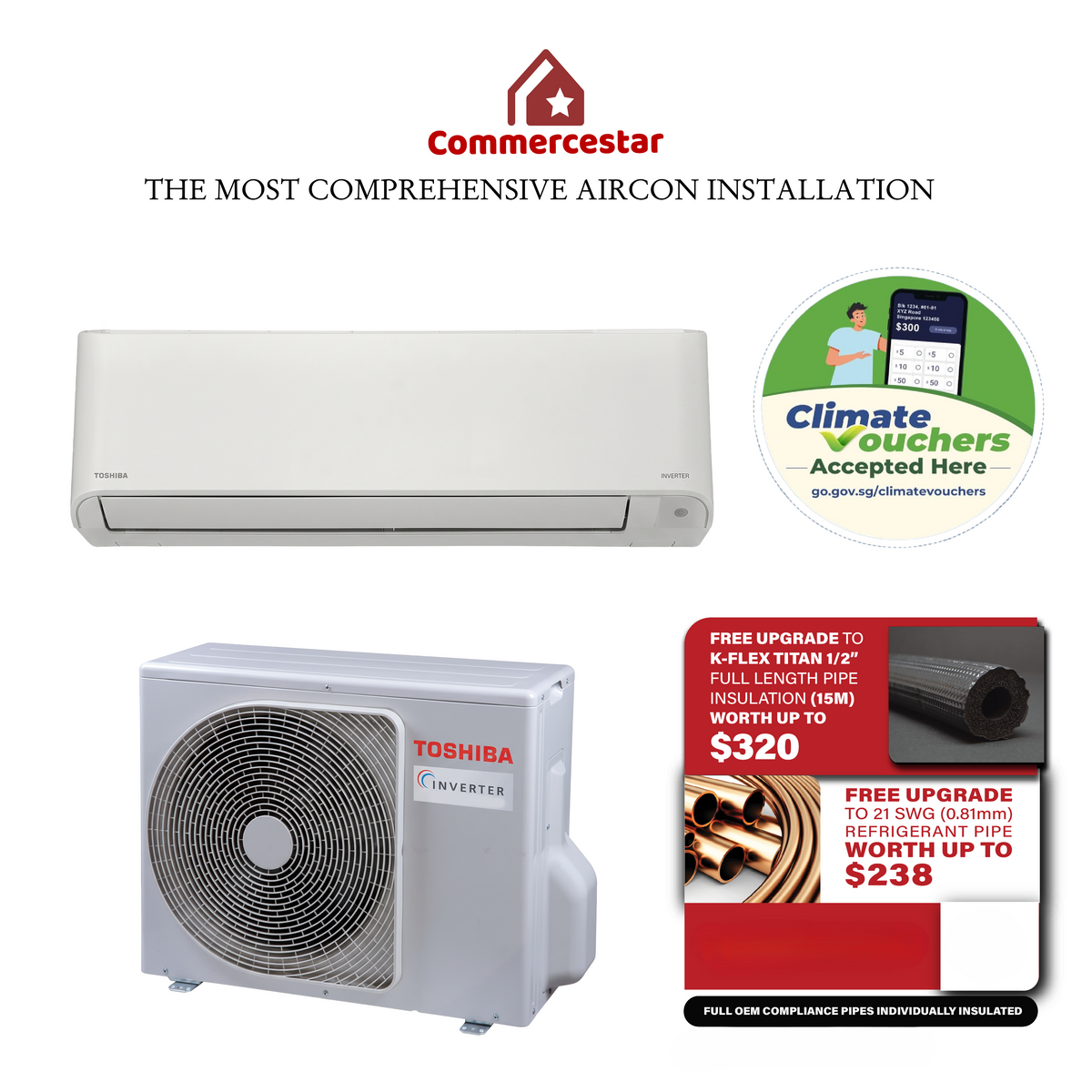 TOSHIBA SPI EDGE R32 SYSTEM 1 HIGH WALL INVERTER (INSTALLATION INCLUDED FREE UPGRADED MATERIALS)