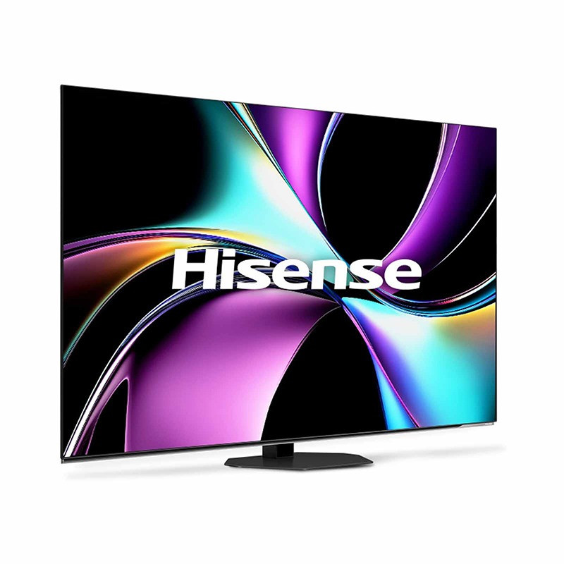 Hisense A85Q OLED 4K Smart TV displaying vibrant images on a sleek 55-inch screen with a modern black frame.