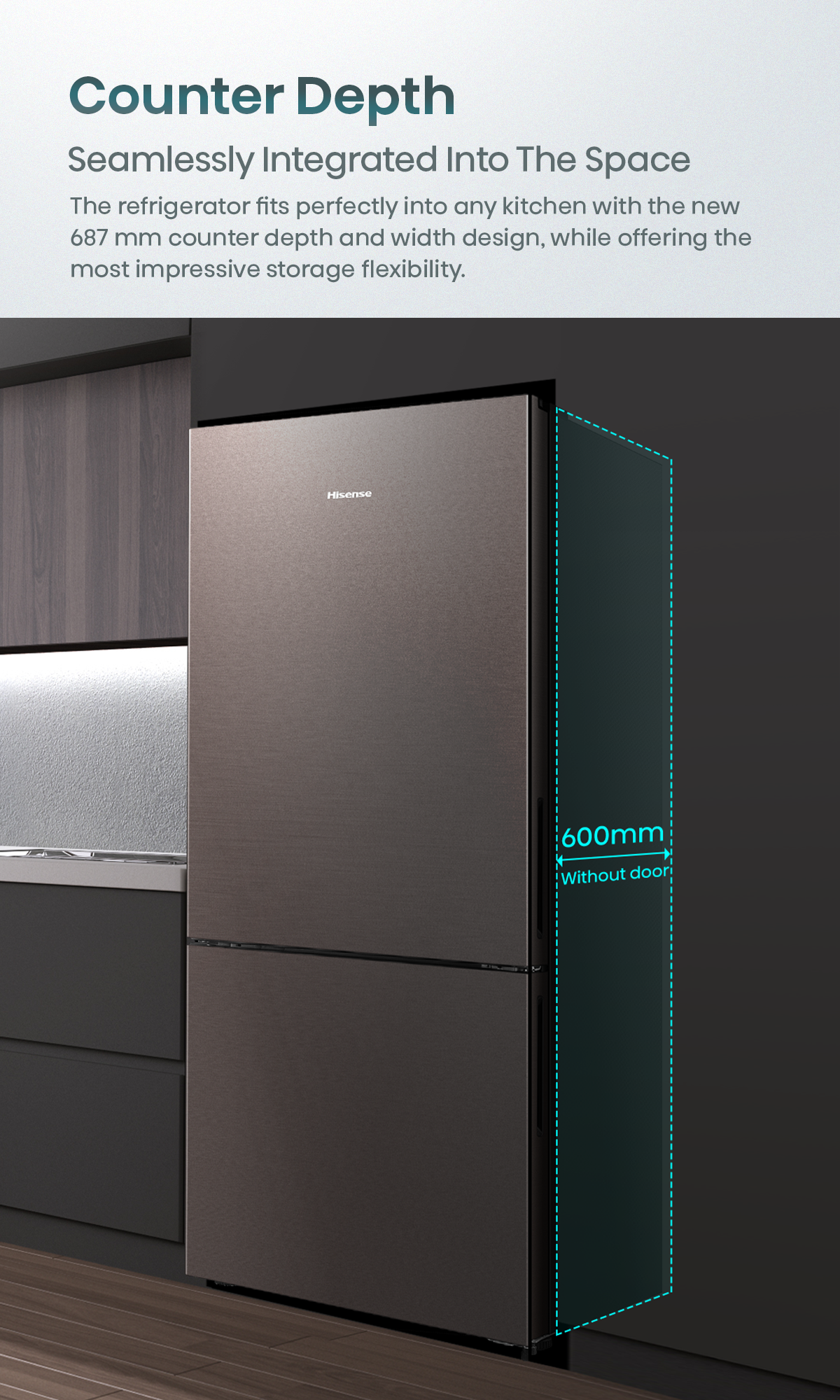 Hisense RB422P3EB5 416L Varnished Black Bottom Mount Refrigerator feature graphic 12
