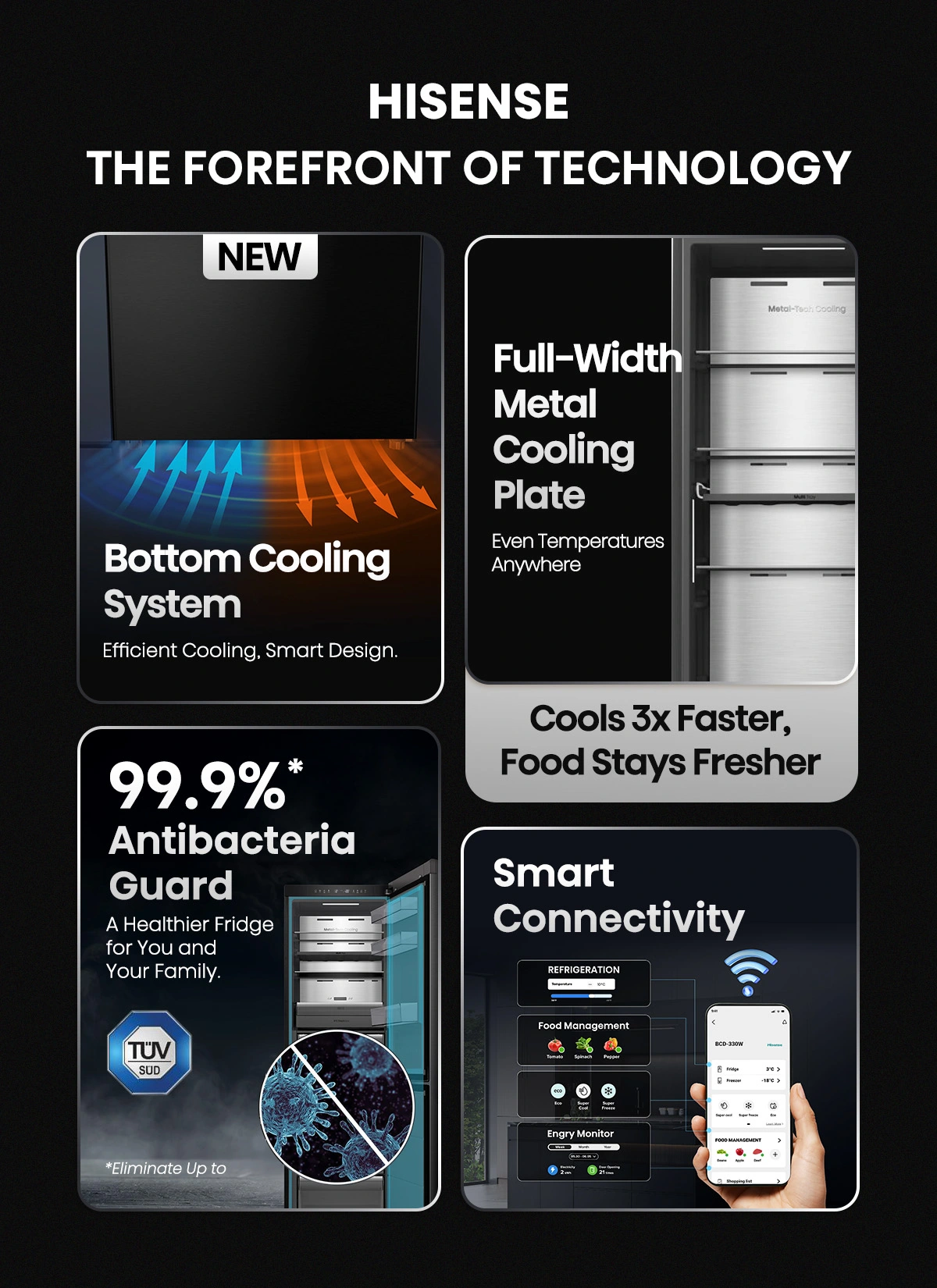 Hisense 332L PureFit RB5K330GSFD – Bottom cooling and smart technology