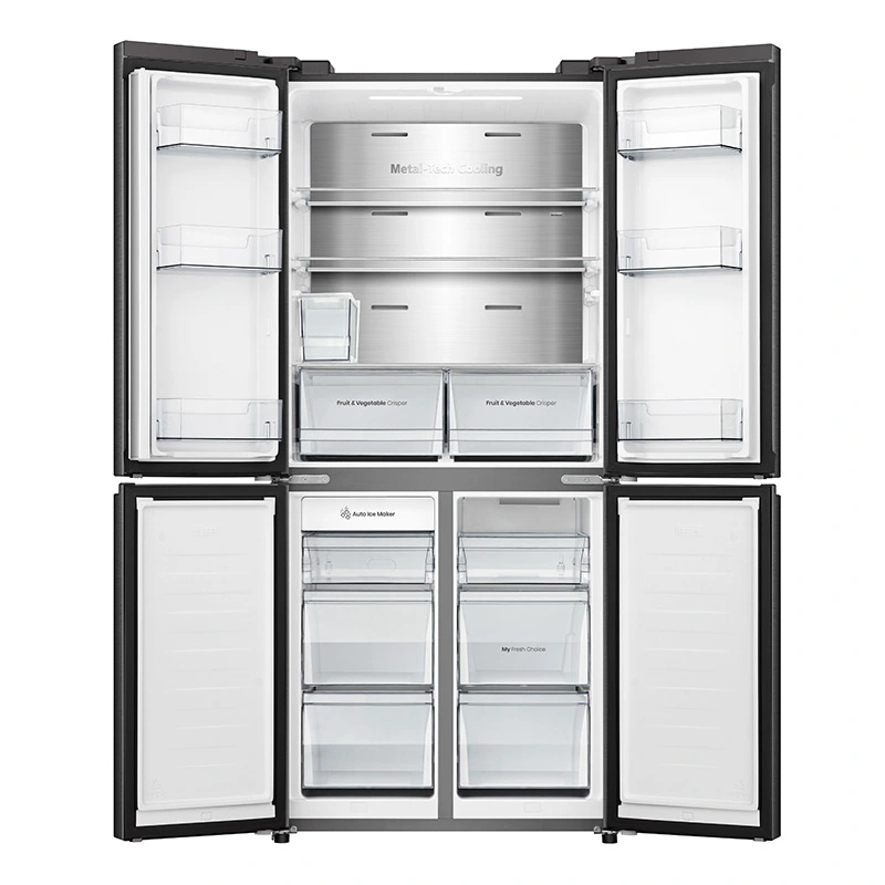 Hisense RQ5P470SYFD 485L four-door refrigerator – Four doors open interior