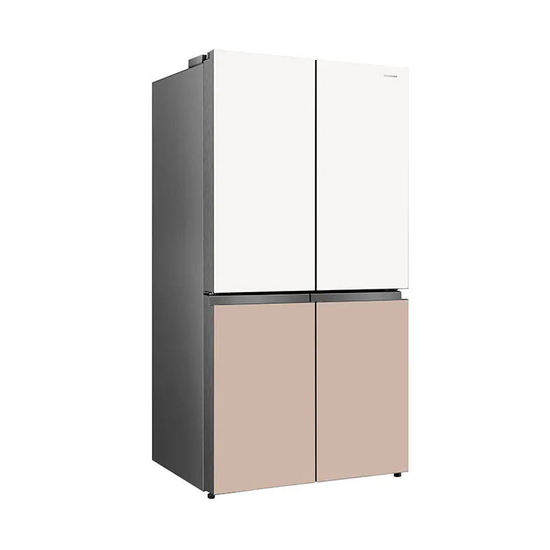 Hisense RQ768N4SW-KU 611L White & Khaki Glass refrigerator - angled