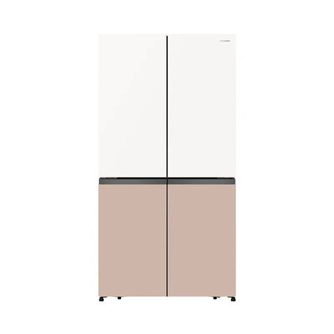 Hisense 611L Four Door Inverter Refrigerator White & Khaki Glass | RQ768N4SW-KU