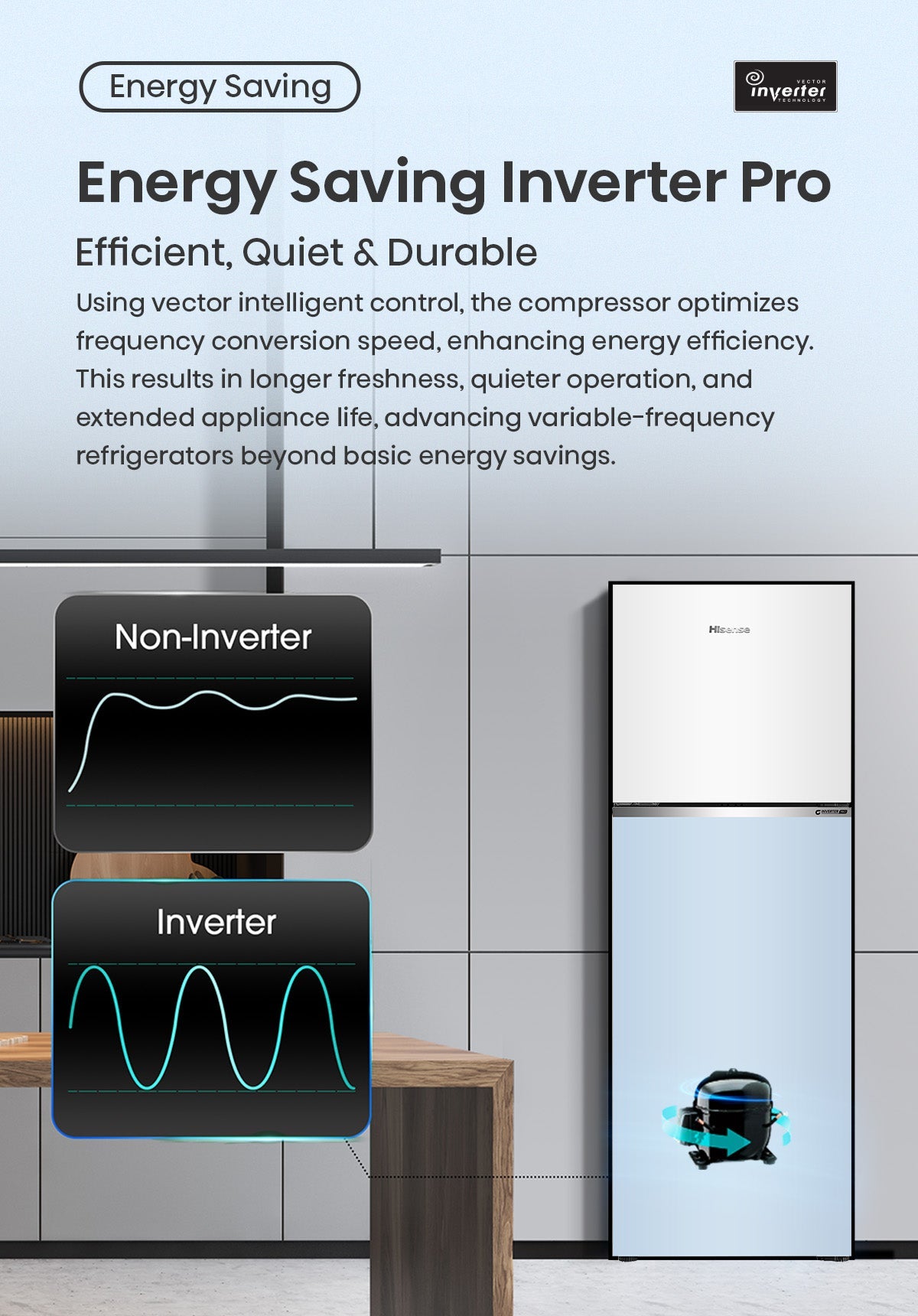 Hisense 327L Top Mount Inverter Refrigerator White & Blue Glass | RT469N4SW-LBU