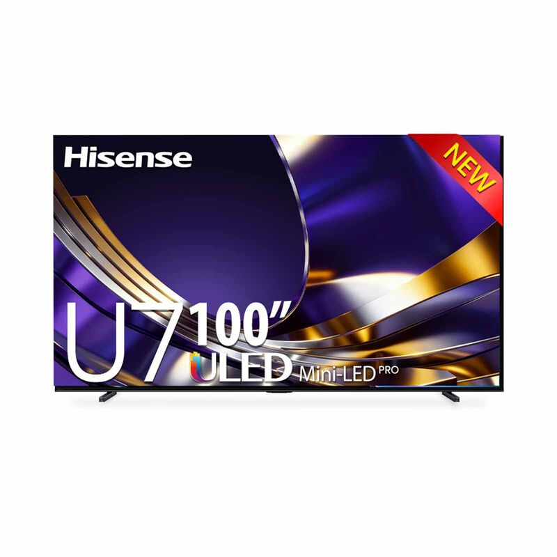 Hisense U7S 4K ULED Mini-LED Pro Smart TV displaying vibrant colors on a modern screen in various sizes.