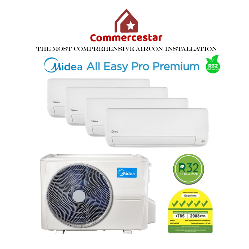 MIDEA ALL EASY PRO PREMIUM R32 SYSTEM 4 (INSTALLATION INCLUDED FREE UPGRADED MATERIALS) - Commercestar Engineering