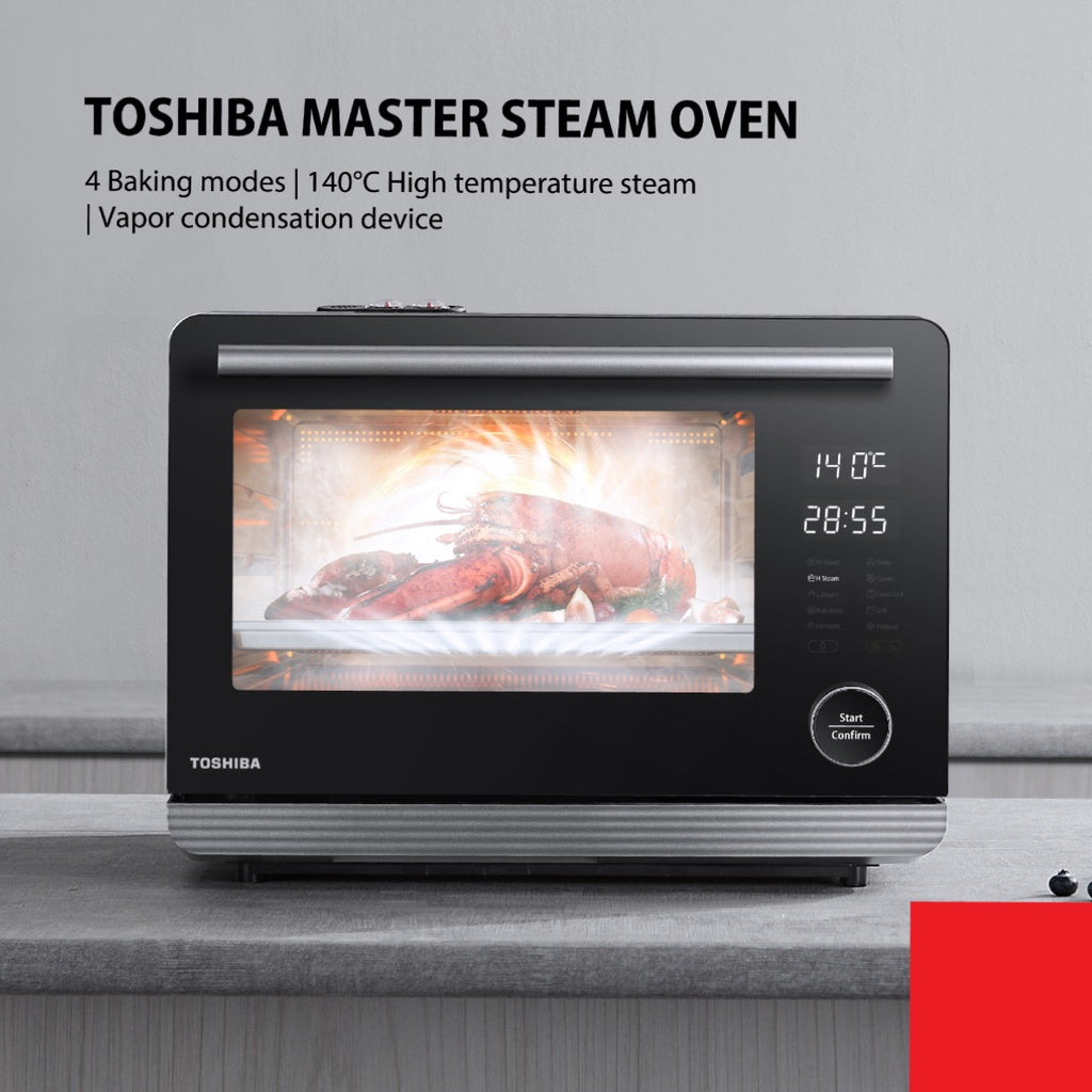 Toshiba MS5-TR30SC Black 3 Pure Steam Modes Master Steam Oven, 30L