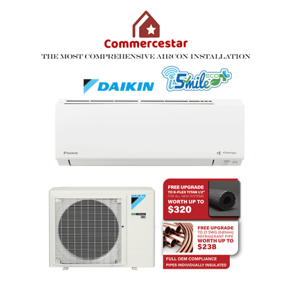DAIKIN SYSTEM 1 ISMILE ECO+ STREAMER SERIES R32 (INSTALLATION INCLUDED FREE UPGRADED MATERIALS) - Commercestar Engineering 