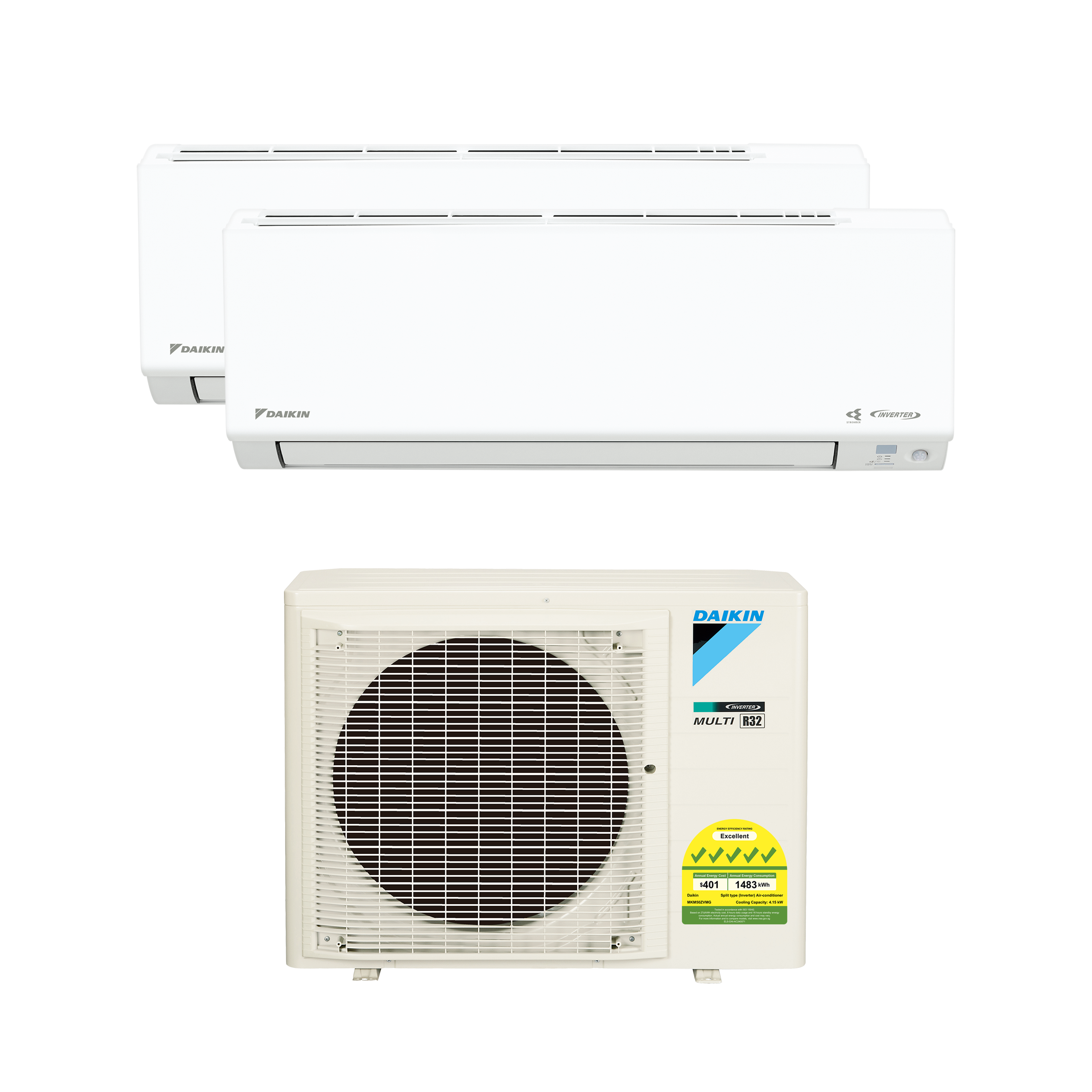 DAIKIN SYSTEM 2 ISMILE ECO+ STREAMER SERIES R32 (INSTALLATION INCLUDED FREE UPGRADED MATERIALS)