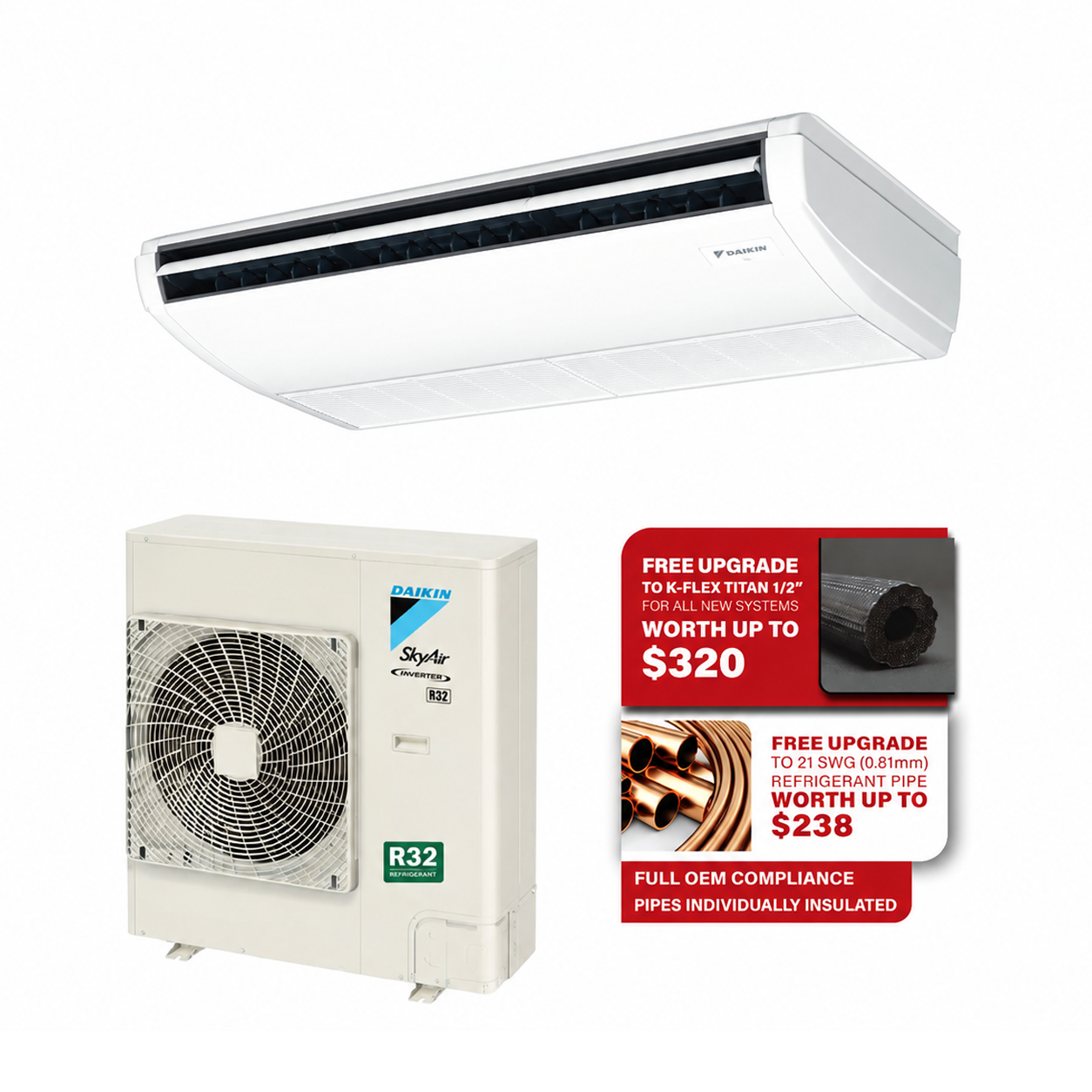 DAIKIN INVERTER R32 SKYAIR CEILING SUSPENDED AIRCON INSTALLATION - Commercestar Engineering 