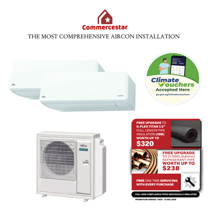 FUJITSU LATEST AIRSTAGE R32 NEW SYSTEM 2- FREE 5 YEARS WARRANTY