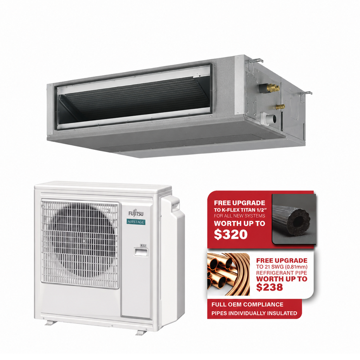 FUJITSU AIRSTAGE R32 MULTI CEILING DUCTED AIRCON INSTALLATION - Commercestar Engineering 