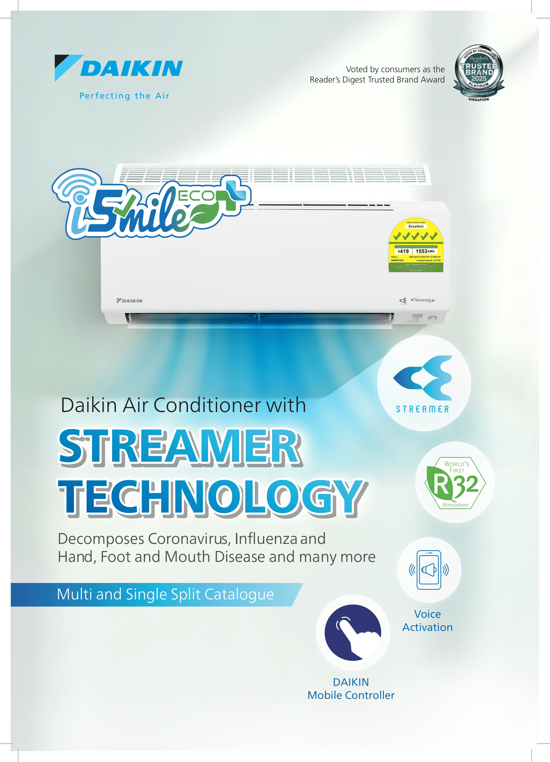DAIKIN SYSTEM 1 ISMILE ECO+ STREAMER SERIES R32 (INSTALLATION INCLUDED FREE UPGRADED MATERIALS) - Commercestar Engineering 