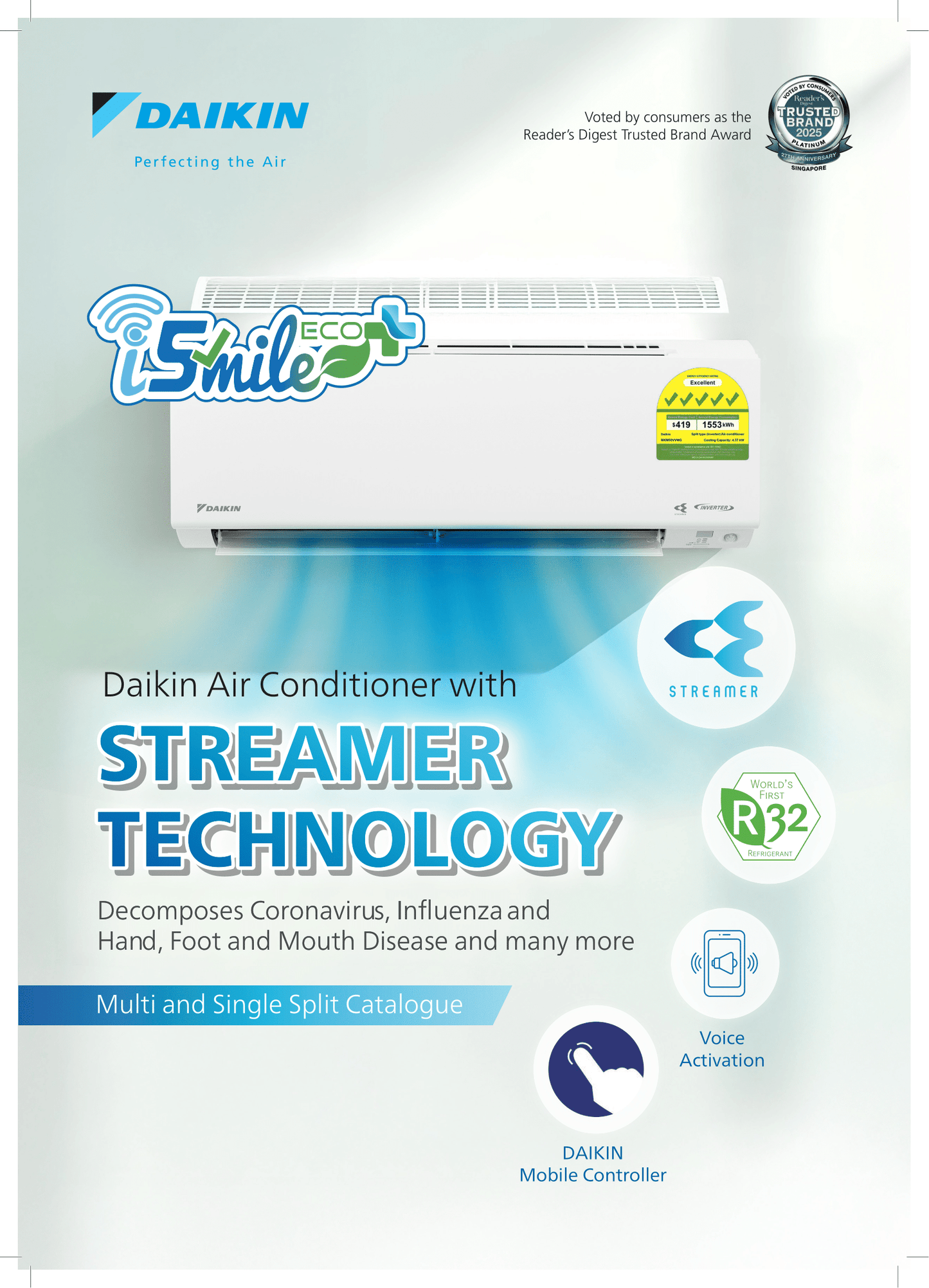 DAIKIN SYSTEM 4 ISMILE ECO+ STREAMER SERIES R32 (INSTALLATION INCLUDED FREE UPGRADED MATERIALS)