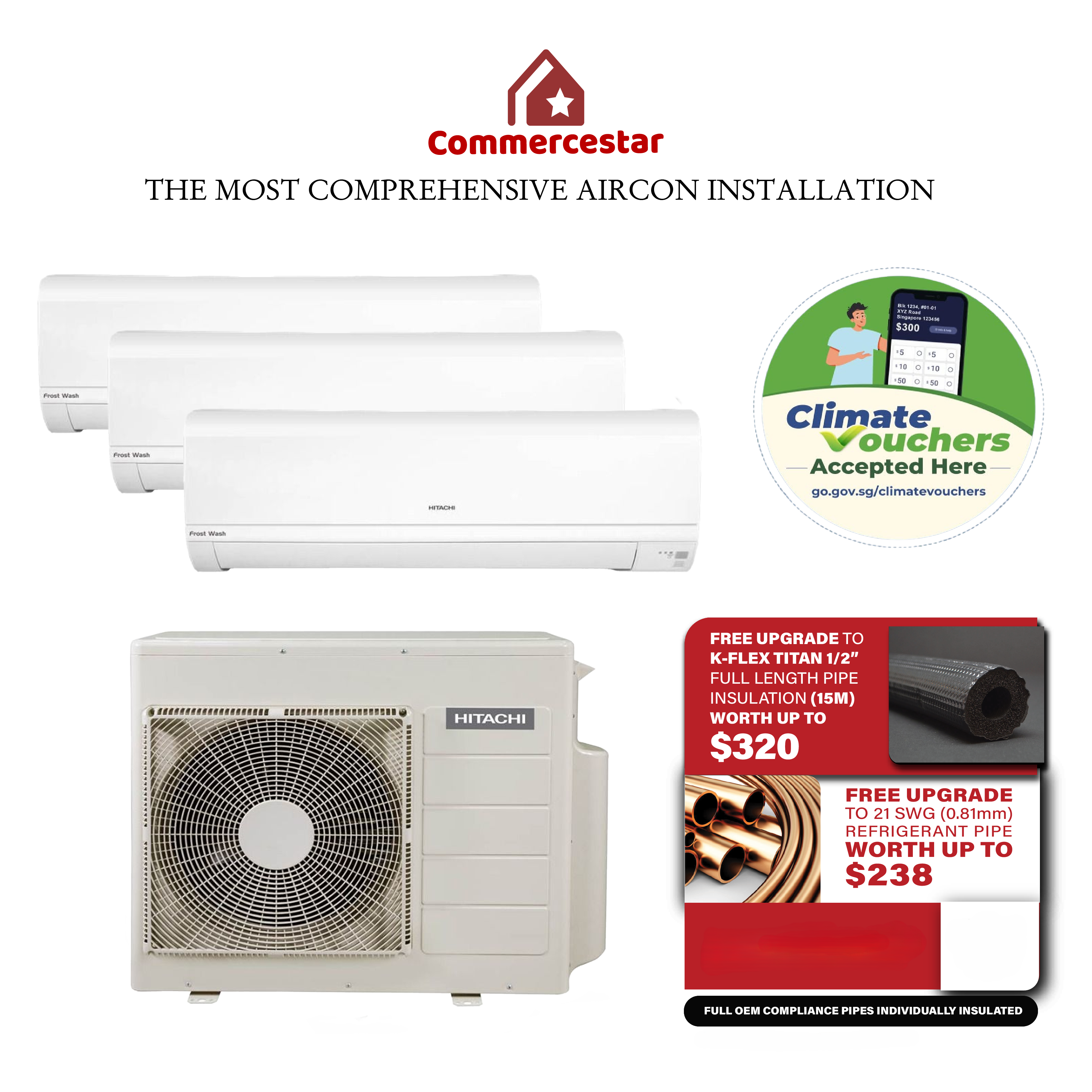 HITACHI R32 SYSTEM 3 INVERTER AIRCON INSTALLATION - Commercestar Engineering 