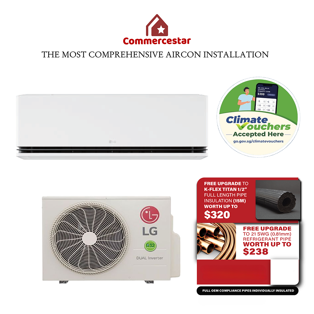 LG DUALCOOL AI AIR R32 SYSTEM 1 (INSTALLATION INCLUDED FREE UPGRADED MATERIALS) - Commercestar Engineering 
