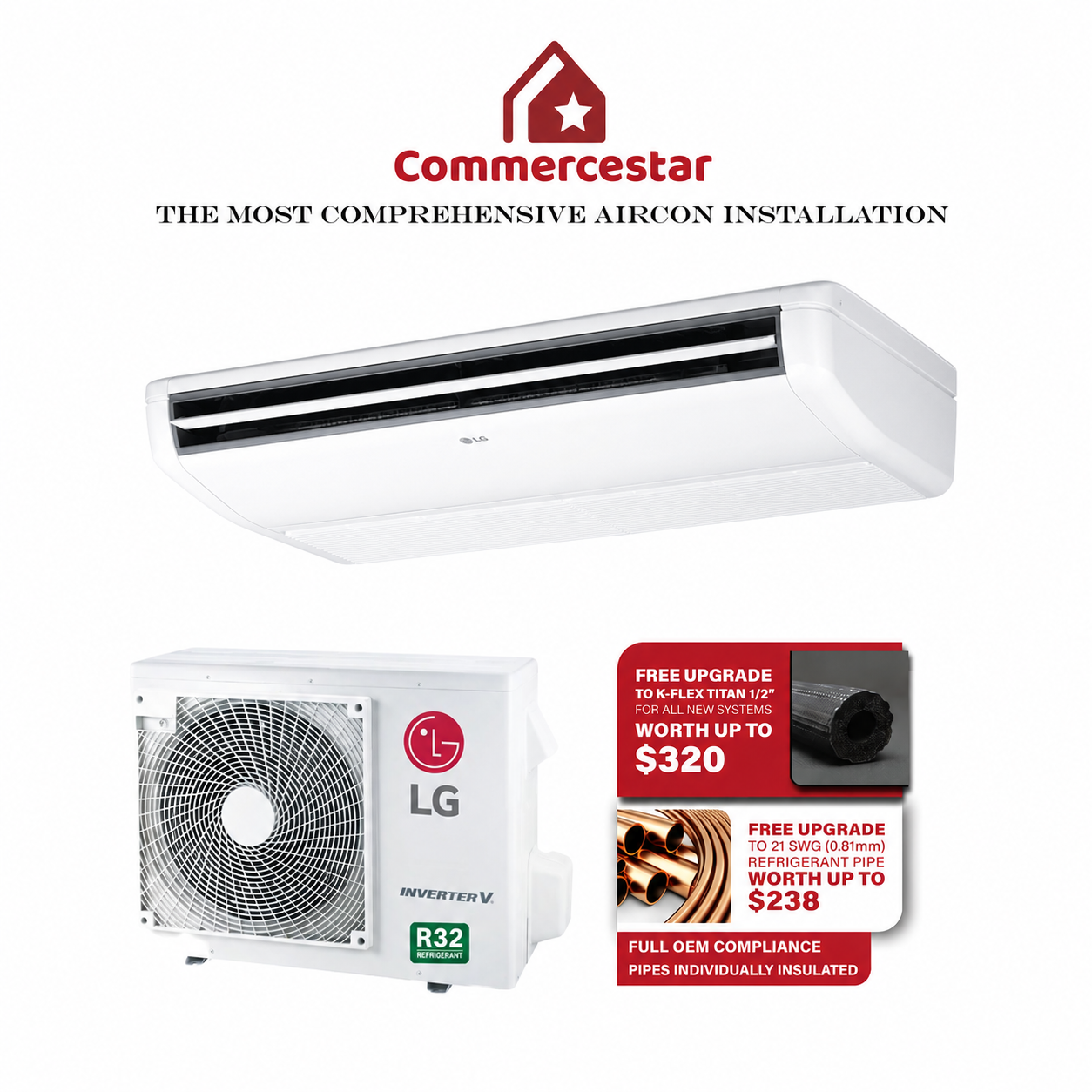 LG MULTI V VRF R32 CEILING SUSPENDED AIRCON INSTALLATION - Commercestar Engineering 