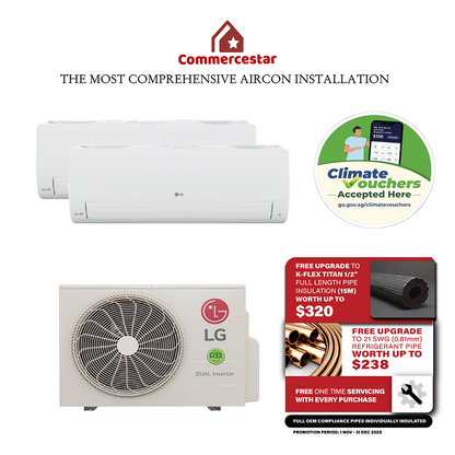 LG ALPHA+ R32 INVERTER AIRCON SYSTEM 2 (INSTALLATION INCLUDED FREE UPGRADED MATERIALS)