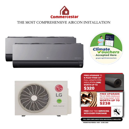 LG ARTCOOL MIRROR R32 INVERTER AIRCON SYSTEM 2 (INSTALLATION INCLUDED FREE UPGRADED MATERIALS)