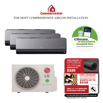 LG ARTCOOL MIRROR R32 INVERTER AIRCON SYSTEM 3 (INSTALLATION INCLUDED FREE UPGRADED MATERIALS)