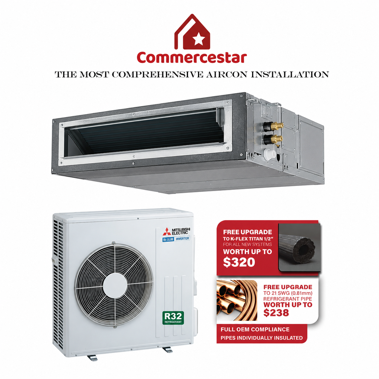 MITSUBISHI ELECTRIC R32 CEILING DUCTED AIRCON INSTALLATION - Commercestar Engineering 