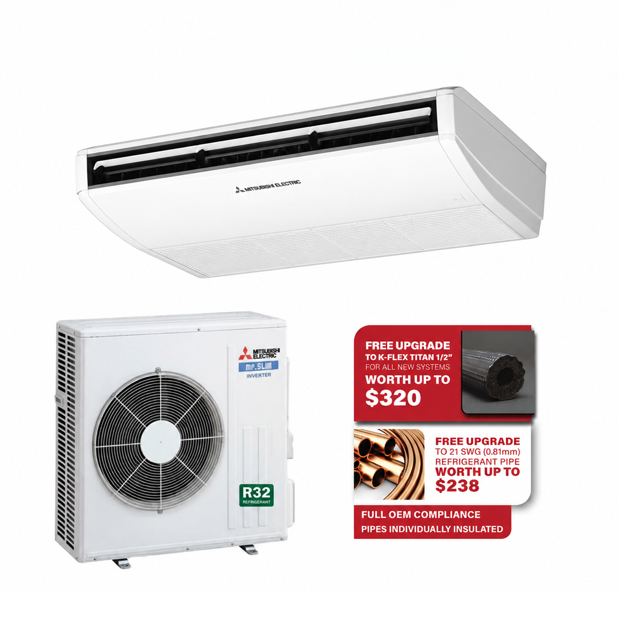 MITSUBISHI ELECTRIC R32 CEILING SUSPENDED AIRCON INSTALLATION - Commercestar Engineering 