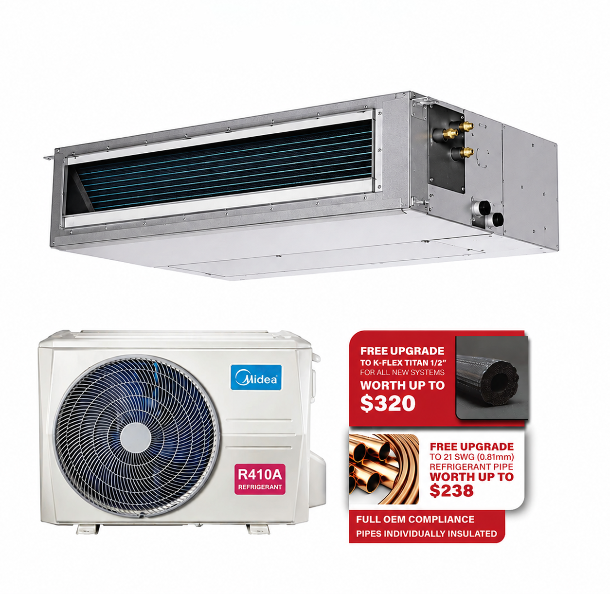 MIDEA INVERTER R410A ATOM B & COMMERCIAL CEILING DUCTED AIRCON INSTALLATION - Commercestar Engineering 
