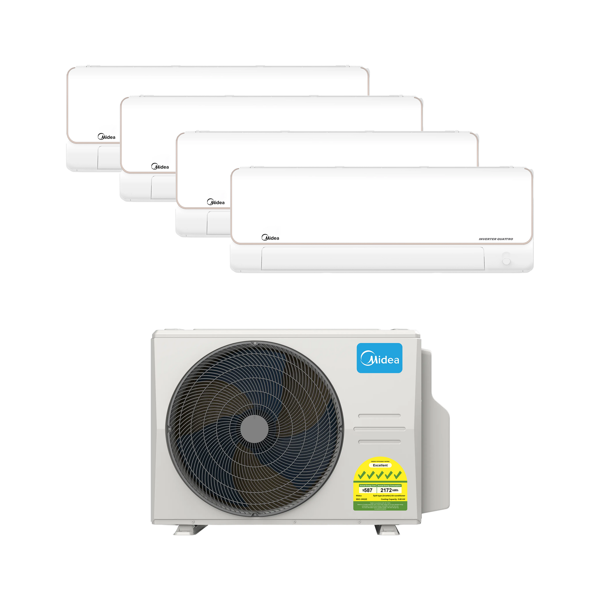 MIDEA OPAL PRO SERIES R32 SYSTEM 4 (INSTALLATION INCLUDED FREE UPGRADED MATERIALS) - Commercestar Engineering 
