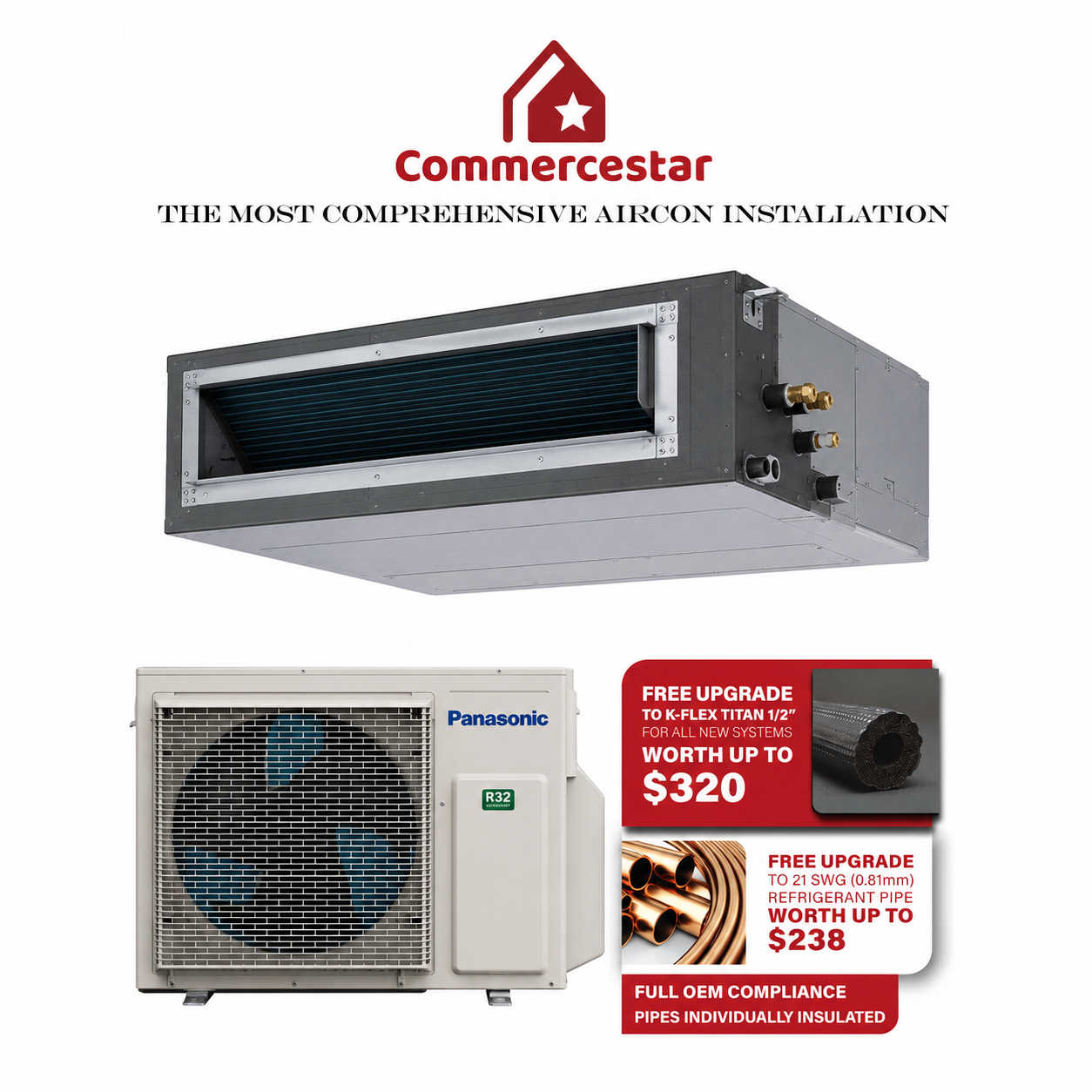 PANASONIC PACi NX SERIES INVERTER R32 CEILING DUCTED AIRCON INSTALLATION - Commercestar Engineering 