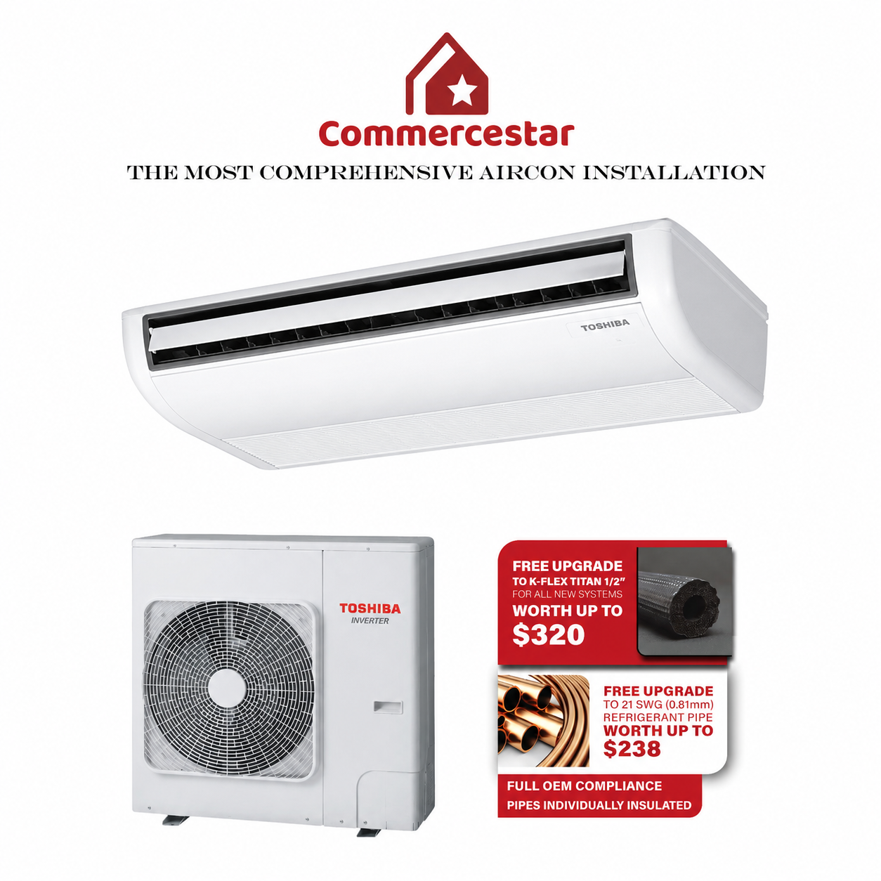 TOSHIBA SUPER DIGITAL INVERTER CEILING SUSPENDED AIRCON INSTALLATION - Commercestar Engineering 