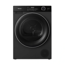 Hisense DH105M3 10kg heat pump front load dryer dehumidifier with digital display and control panel, white appliance on a neutral background.