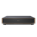 Hisense PT1 4K Ultra Short Throw Laser Cinema Projector displaying a bright 80-150 inch image on a wall.