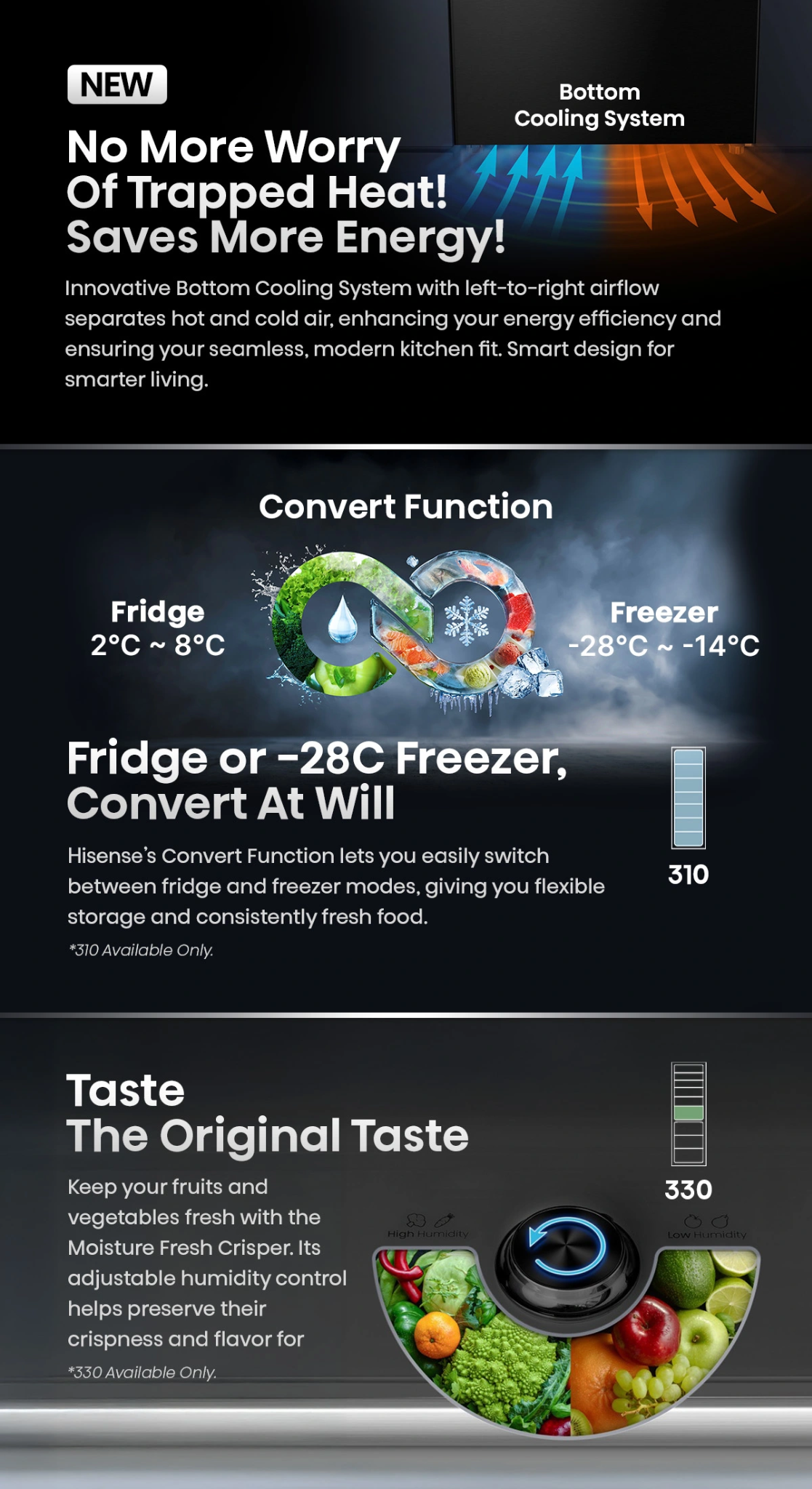Hisense 332L PureFit RB5K330GSFD – Deep freeze and moisture fresh crisper