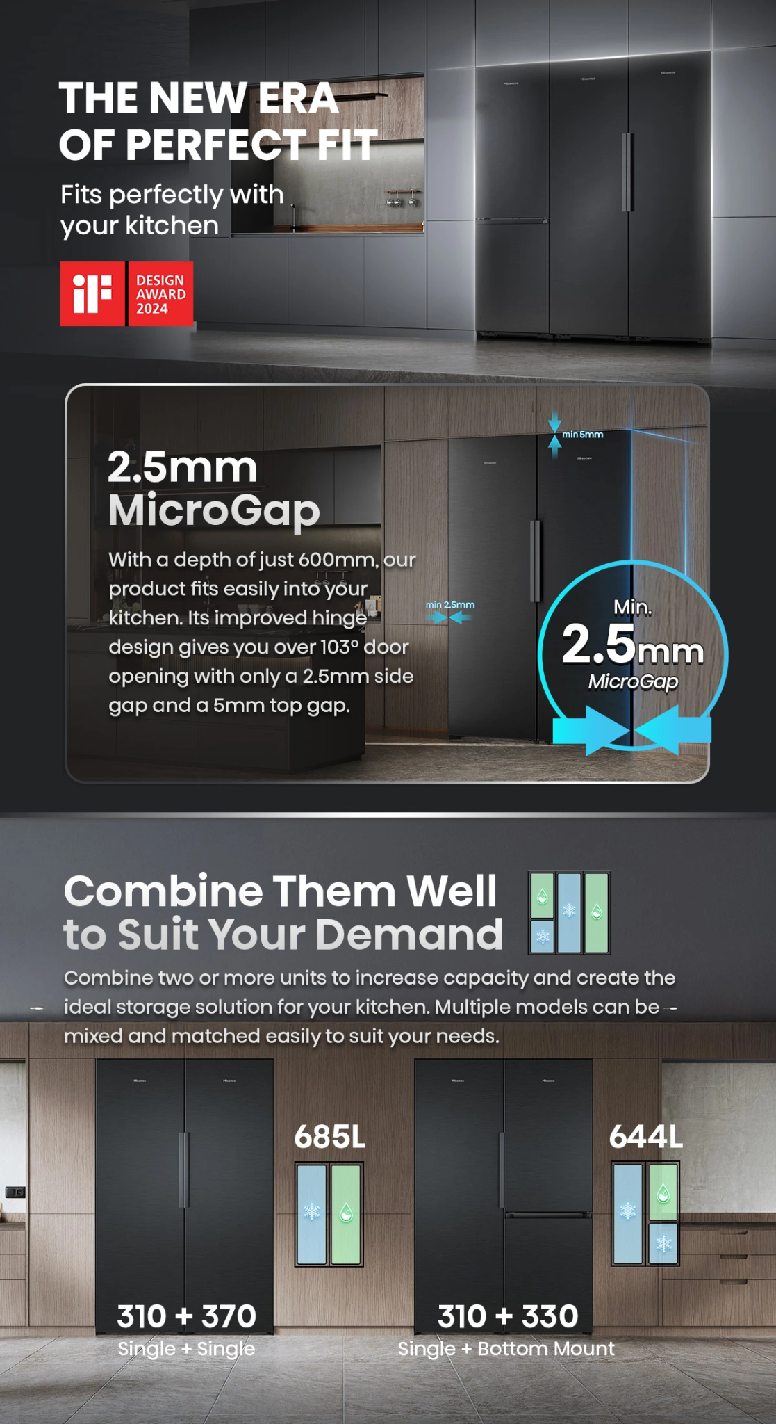 Hisense RL5K370GSFD 373L PureFit microgap and combinations