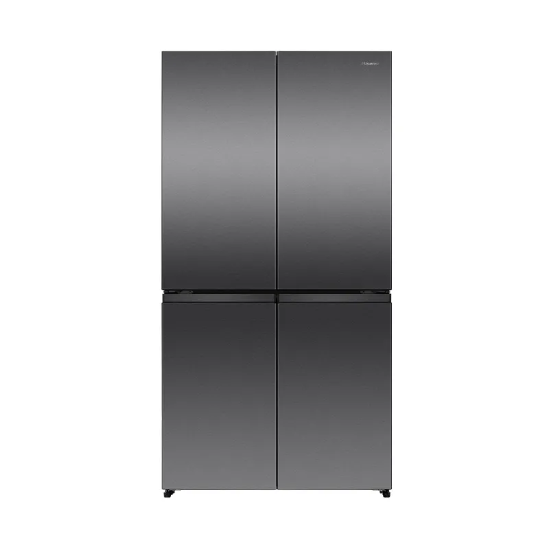 Hisense 649L four-door smart refrigerator in black, showing sleek exterior with digital display and multiple compartments.
