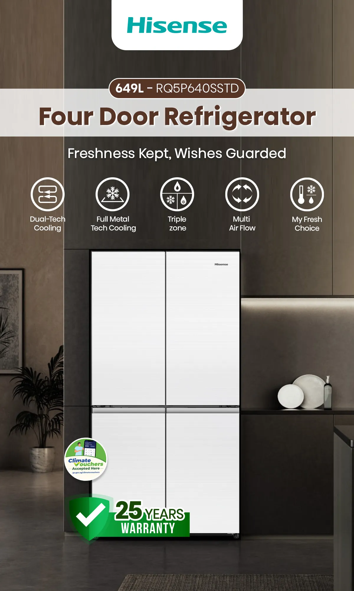 Hisense 649L RQ5P640SSTD White Four Door Smart Refrigerator official product image 6