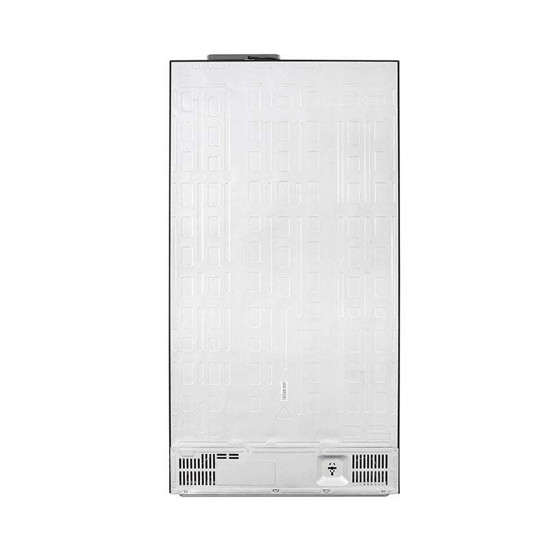 Hisense RS558P3GXD 544L side by side inverter refrigerator in white and creamy orange, showing the sleek exterior and dual doors.