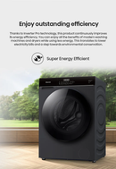 Hisense M3 Series 10.5kg/7kg front load washer dryer, modern appliance with digital control panel and drum inside