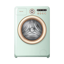 Hisense Moderno Series front load washer and dryer set with silver finish, featuring control panel and door handles.
