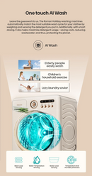 Hisense Moderno Series front load washer and dryer in white with digital control panel and load capacity labels visible.