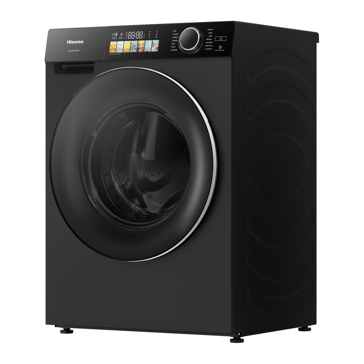 Hisense M5 Series front load washer and dryer, WD120M5 model, with control panel and door visible in the image.