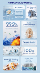 Hisense N1C 9kg wash and 6kg dry front load washer dryer with digital display and modern design.