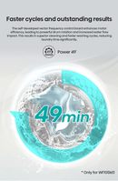 Hisense M3 Series 10.5kg front load washing machine showing a sleek white front load washer with digital controls