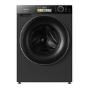 Hisense M5 Series 12kg front load washer with digital display and modern design, showcasing the front of the appliance.