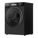 Hisense M5 Series 12kg front load washer with digital display and modern design in white, showcasing the appliance's front view.