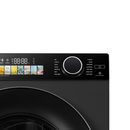 Hisense M5 Series 12kg front load washer with digital display and stainless steel drum, showcasing modern laundry appliance design.